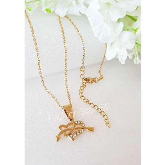 Kalung Love Panah Titanium gold silver Bestquality antikarat antialergi bestseller dewasa dan anak