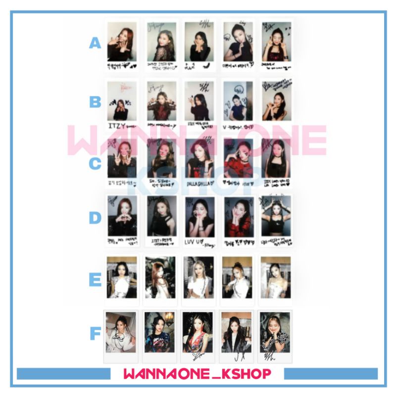 itzy polaroid photocard ryujin chaeryoung yuna lia yeji