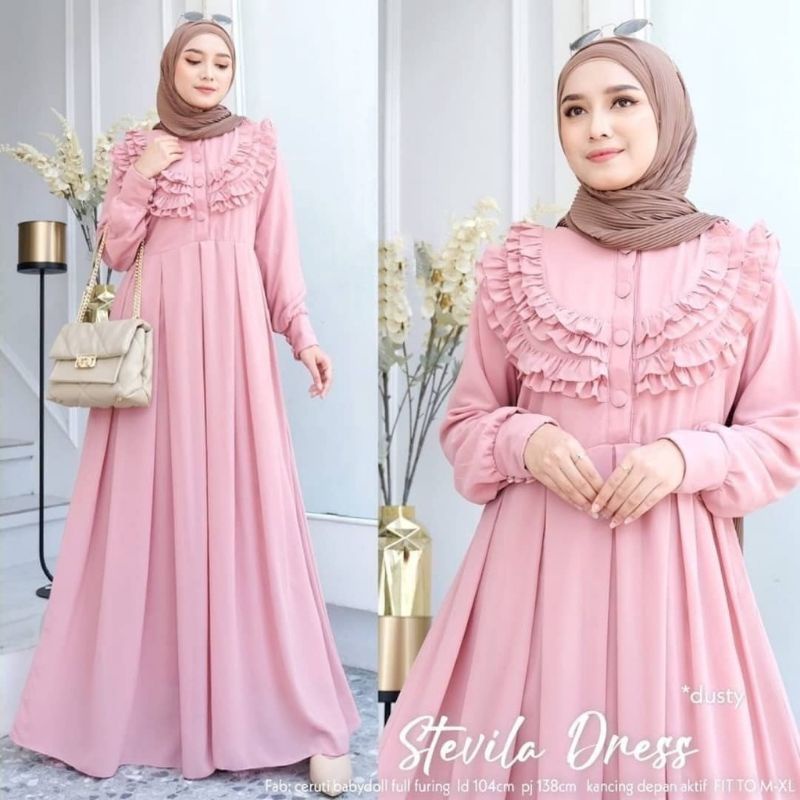 Gamis Ceruty Ruffle LUNA DRESS STEVILLA DRESS GAMIS PREMIUM LD 110 Busui