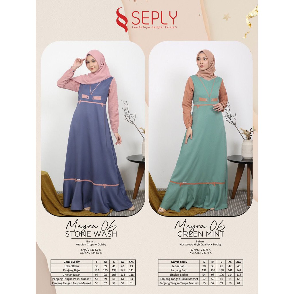 BISA COD - Gamis Katun Original SEPLY MEYRA 06 Maxy Dewasa Dress Remaja STONE WASH - GREEN MINT