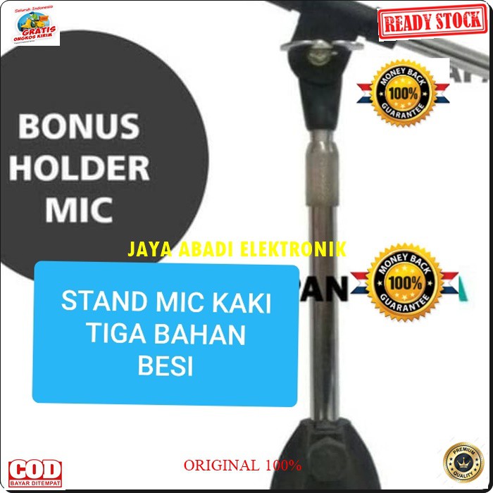 G112 ORIGINAL stand mic kaki tiga pendek holder standing microphone mik penyangga mikrophone tiang pegangan tripod asli gantungan hanger dudukan portable  Bisa segala MIC  Stand Mic Meja portable  tinggi 35-80 cm melayani GROSIR DAN ECERAN ke seluruh indo