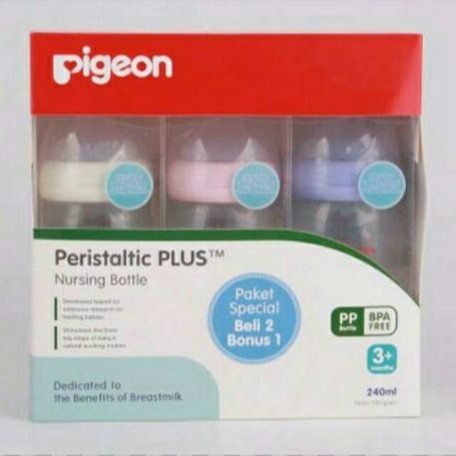 Botol Susu Bayi Pigeon 240 ml Peristaltic Plus Wide Neck