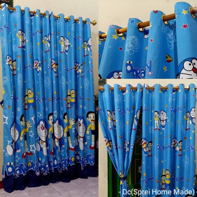 Gorden karakter Doraemon hellokitty keropi pintu jendela / horden korden tirai