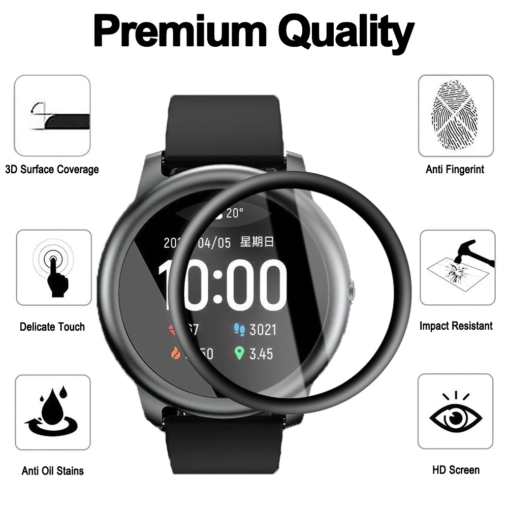 Pelindung Layar Tempered Glass 3D Curved Transparan Anti Sidik Jari Untuk Smartwatch Xiaomi Haylou GS