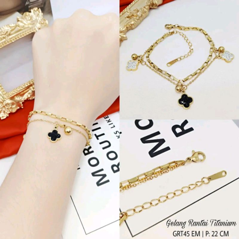 gelang titanium lapis emas 24k