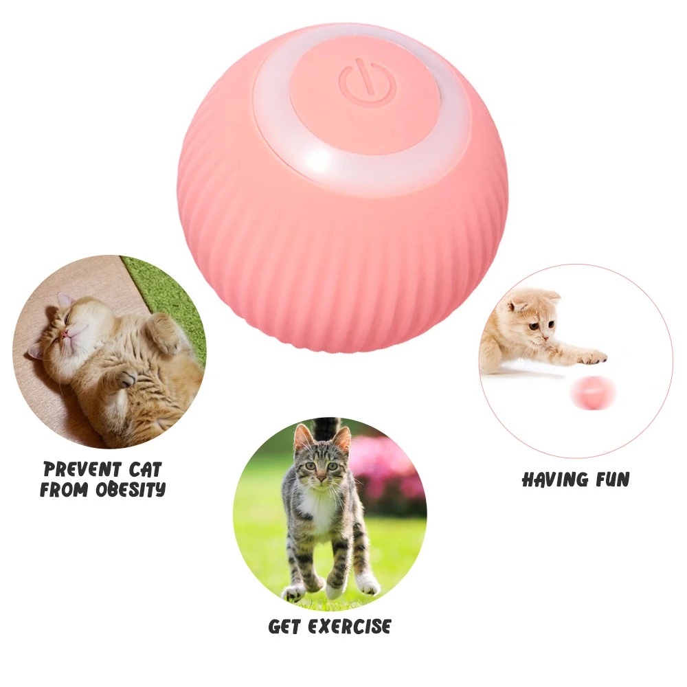 Mainan Interaktif Bola Rol Dengan Kabel Pengisian Dan Suara Untuk Pelatihan Kucing Peliharaan