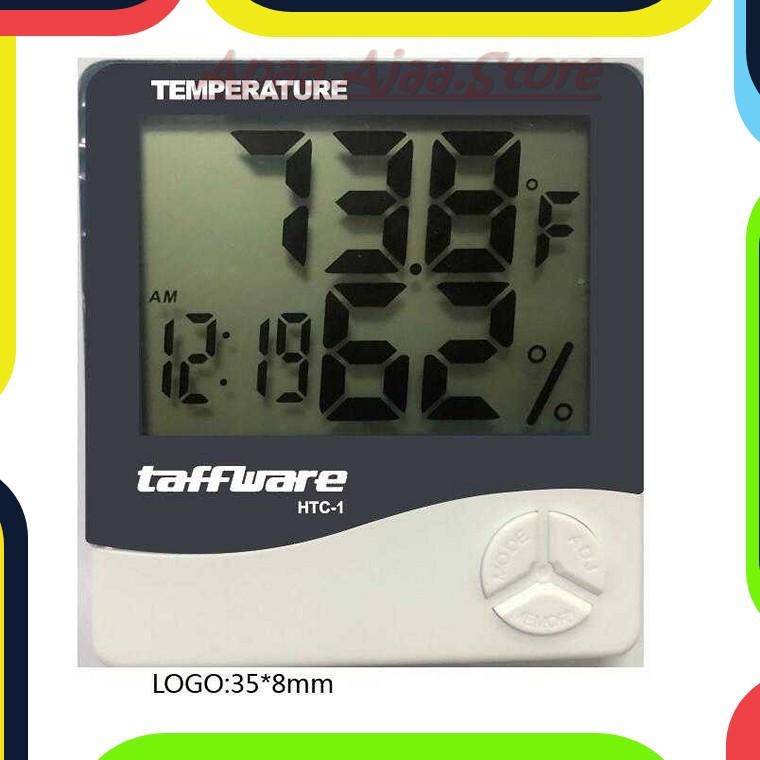 Bayar Ditempat Taffware Digital Temperature Humidity Meter + Clock Calender - HTC-1