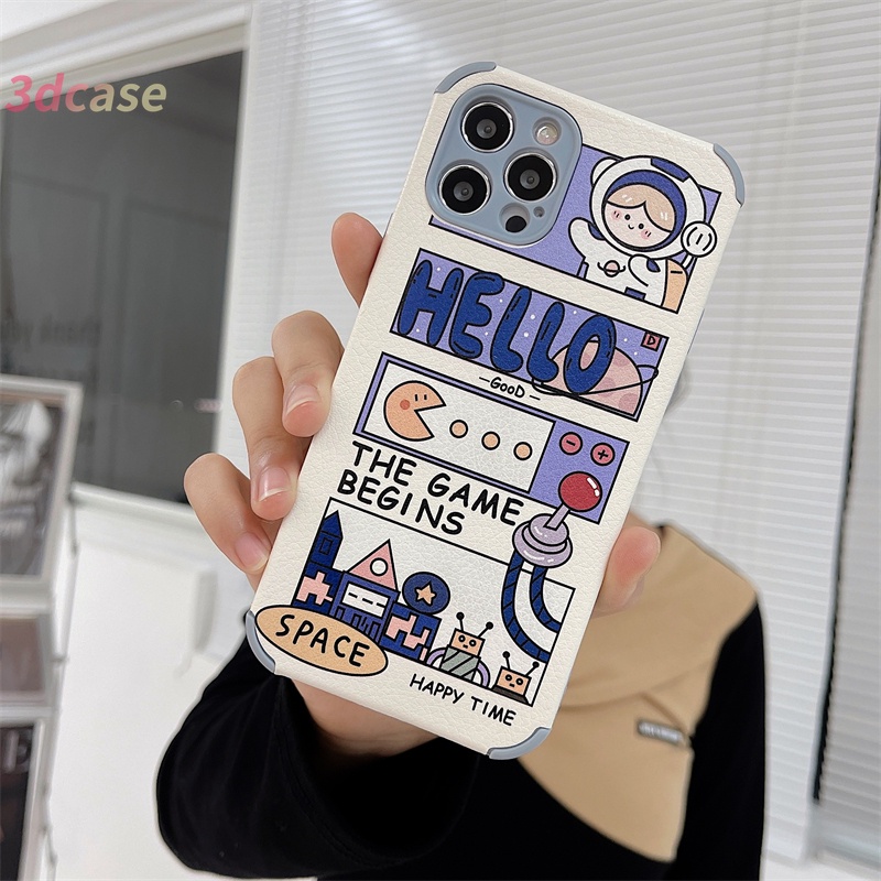 Case Xiaomi Redmi POCO C3 X3 NFC X3 PRO M3 Redmi 9C NFC 9T 9 PRO Power 10X POCO M2 PRO Redmi Note 9 8 10 10S 9 PRO MAX 9S A9 A5 A53 2020 A7 A15 A54 Pretty Astronaut Lamb Skin Leather Soft Case