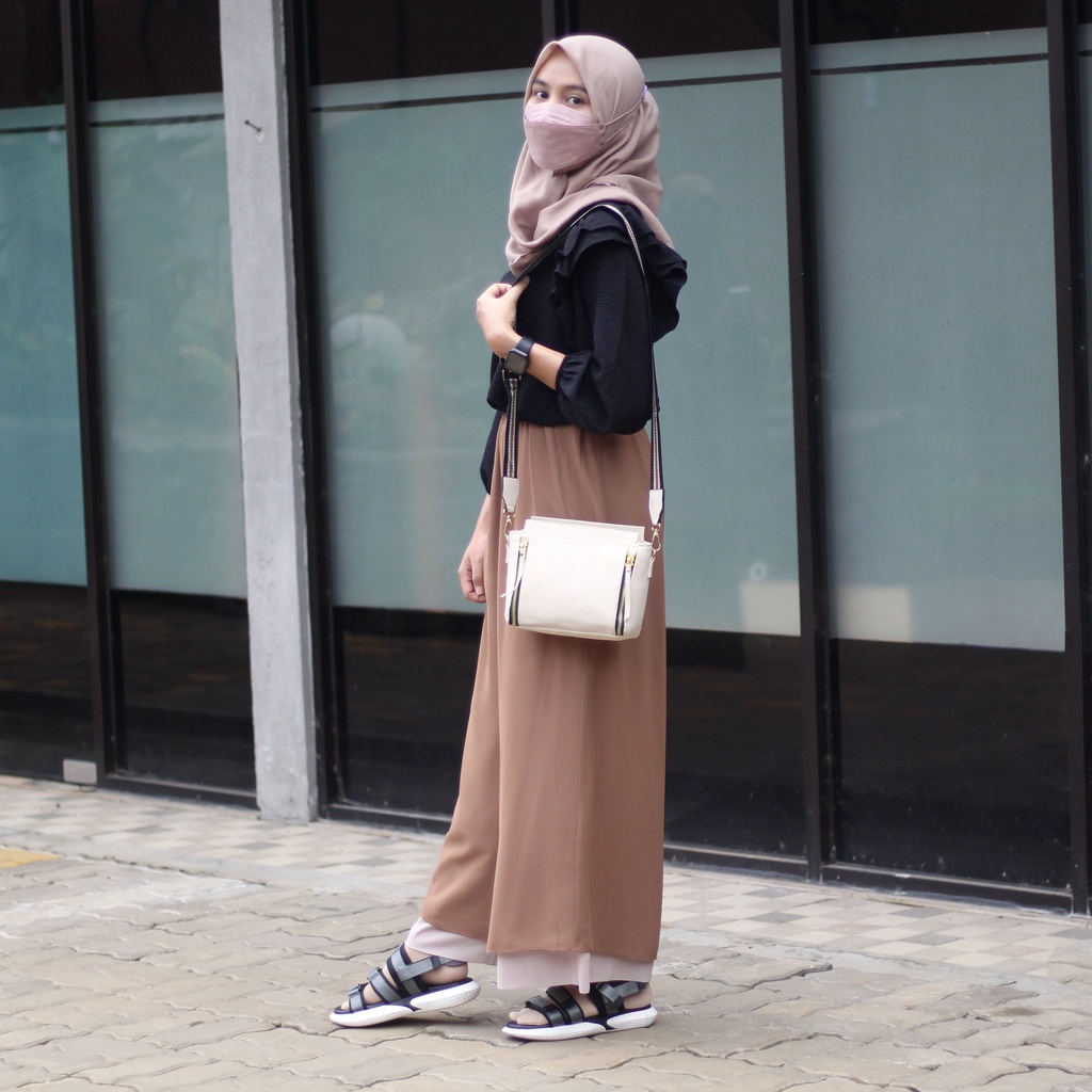 Tas Slingbag Fashion Cewek Keisva Cream Tas Jinjing Wanita Korean Bagus