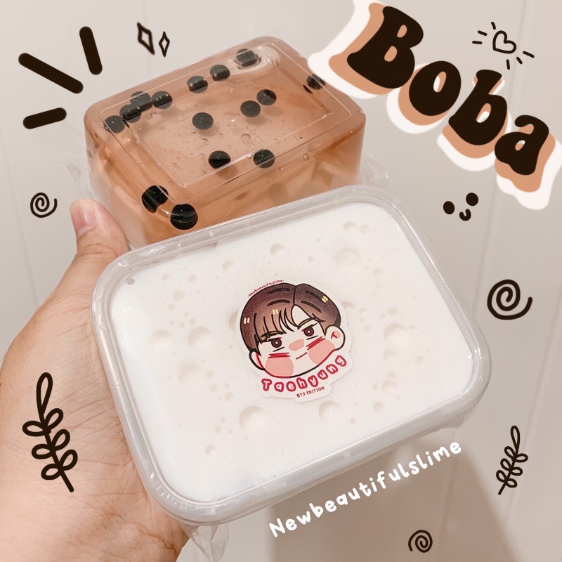 [200gr] BOBA MILK TEA SLIME TAEHYUNG BTS SLIME BOBA BY NEWBEAUTIFULSLIME
