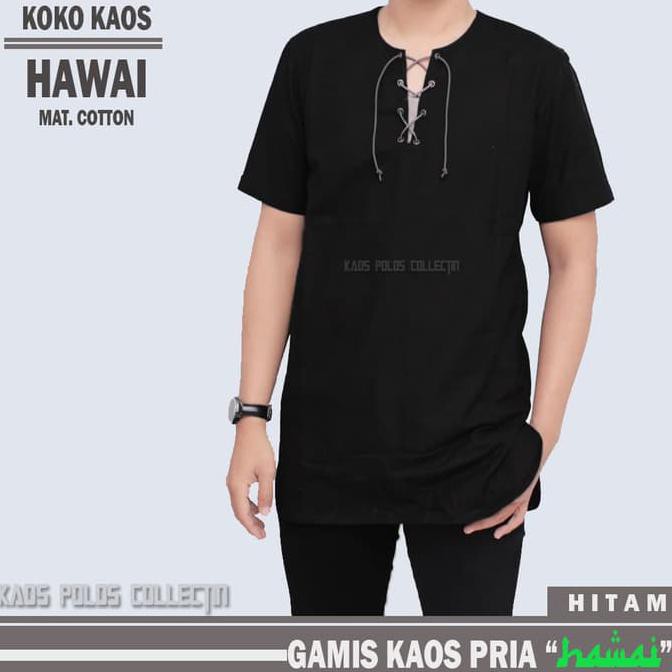 gamis kaos hawuai | gamis pria | gamis kaos pakistan - Hitam, M