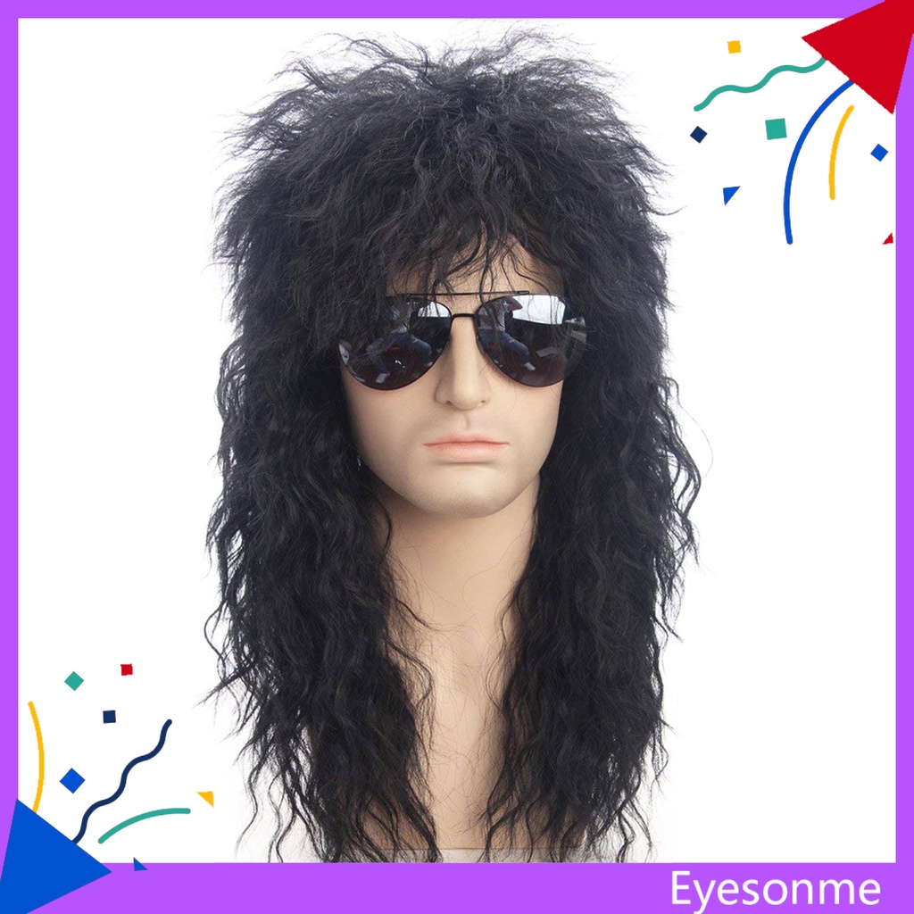 Wig Punk Heavy Metal Rocker Curly Long Wig Hairpiece