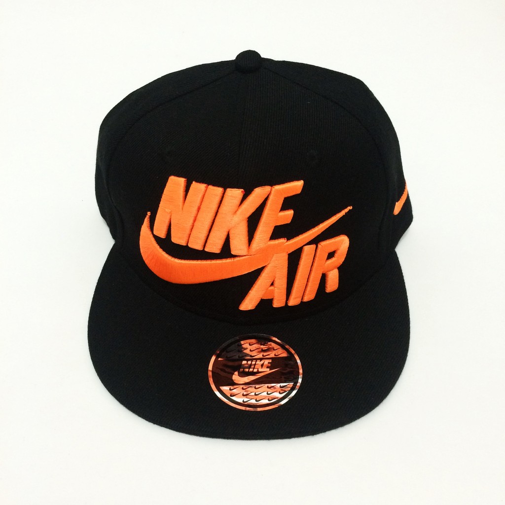 Topi Snapback Nike Air Hitam Bordir Orange import murah