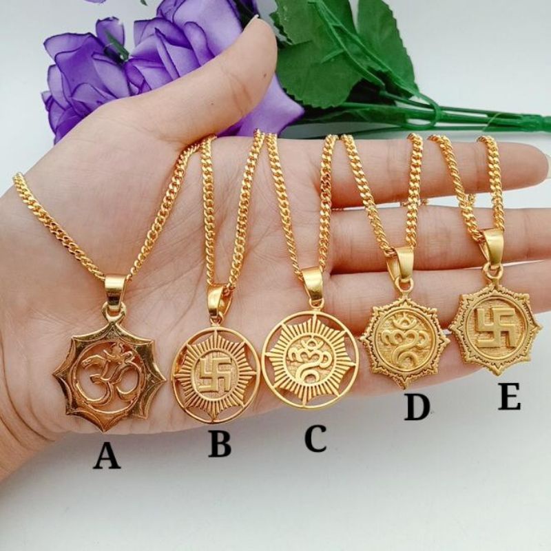 kalung titanium liontin omkara gold/silver gays ready