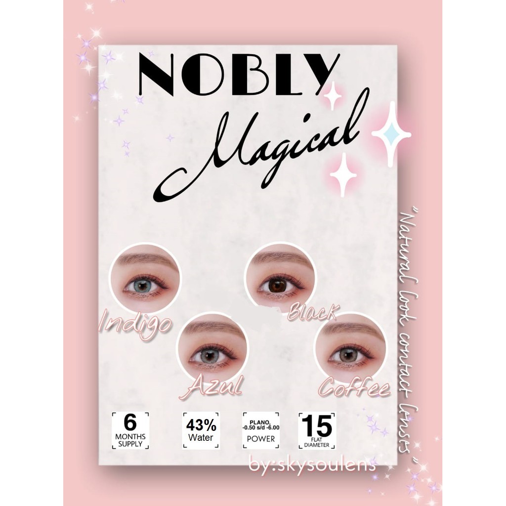 Softlens NOBLY Magical FLAT DIA 15.00mm NORMAL &amp; MINUS  COFFEE BLACK AZUL INDIGO (-0.50 s/d -3.00)/Lensa  Kontak/BS