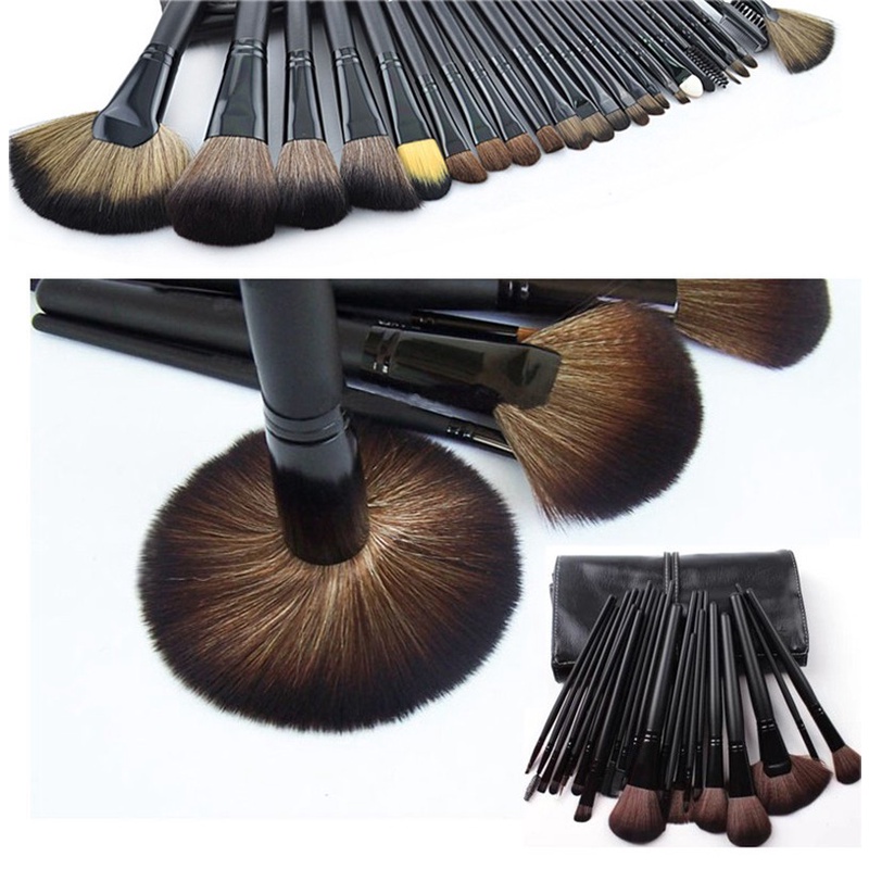 24pcs / Set Brush Eyeshadow Gagang Kayu Untuk Makeup / Kosmetik Wanita