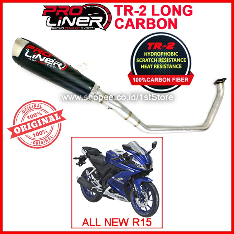 ORIGINAL PROLINER TR2 CARBON LONG ALL NEW R15 V3 KNALPOT RACING FULL SYSTEM TR-2 ORI MT R 15 MT15 SS