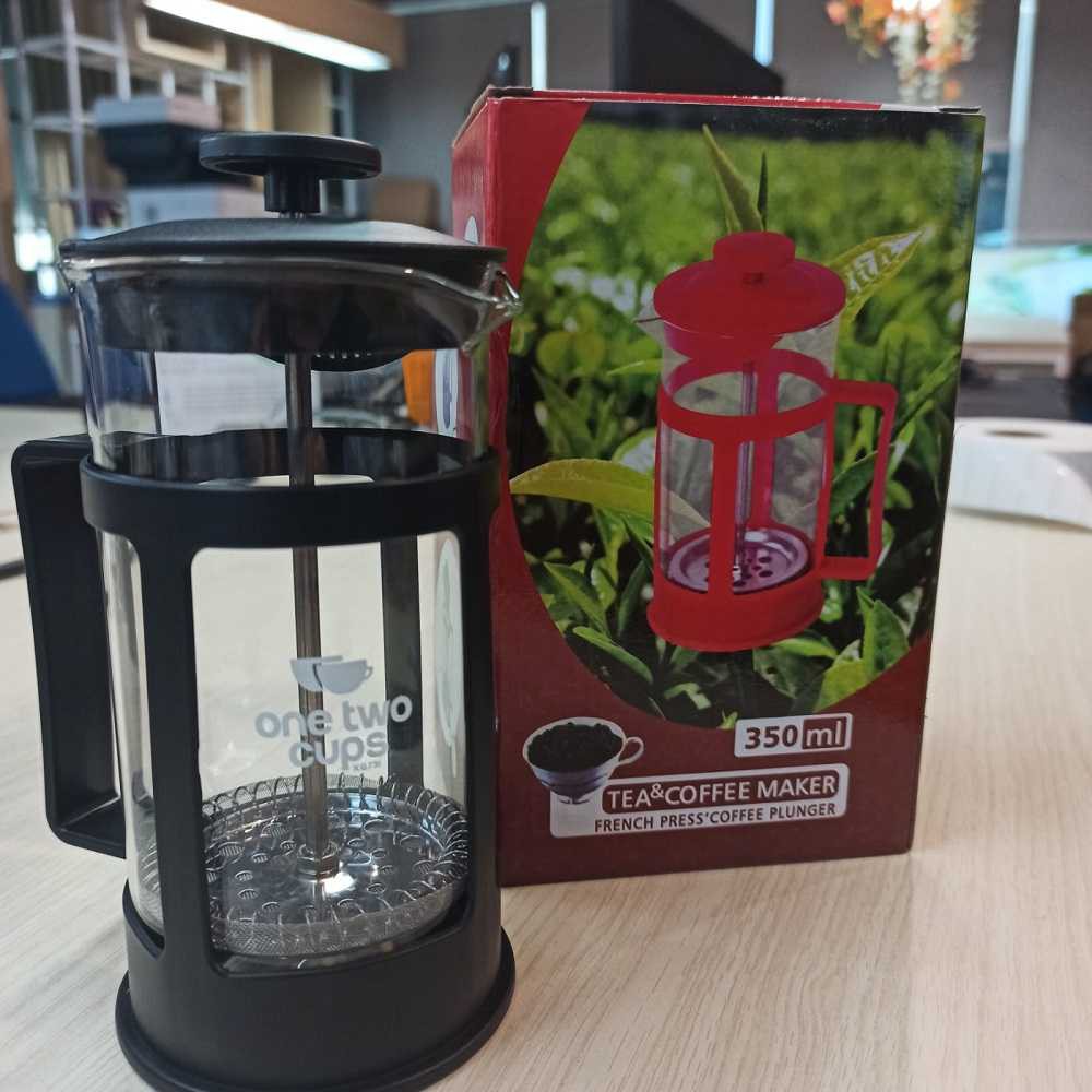 French Press 350ml-600ml Coffee Plunger Maker Kaca Gelas Filter Alat Seduh Kopi Teh 350 ml-600ml