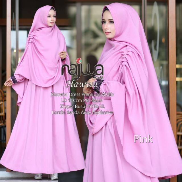Hawwa syari jumbo khimar jumbo ld 110 syari busui syari warna putih ada renda bagian lengan