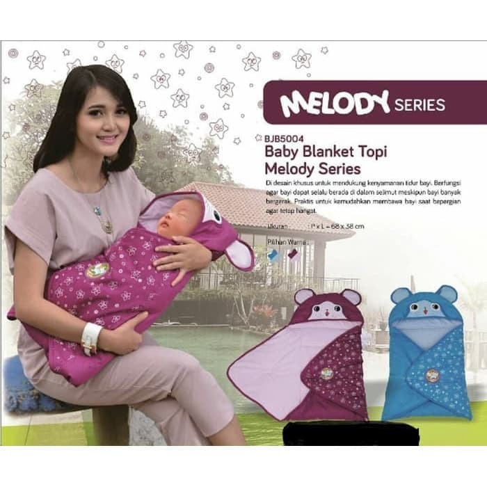 Promo !! BABY JOY SELIMUT SERIES MELODY BJB5004 - Selimut Bayi Topi Baby Joy Blanket BJB 5004 melody Series