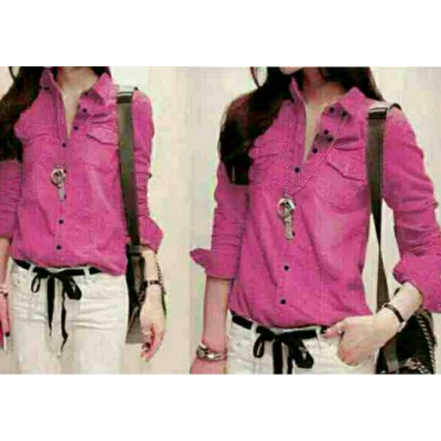 Kemeja wanita / Atasan Kemeja Wanita Kekinian / Lollie / Kemeja Wanita Polos Lengan Panjang-2