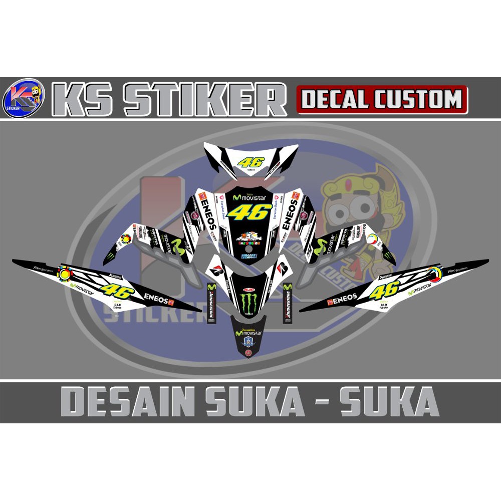 stiker decal xeon gt 125 vr46 hitam putih  Terlaris