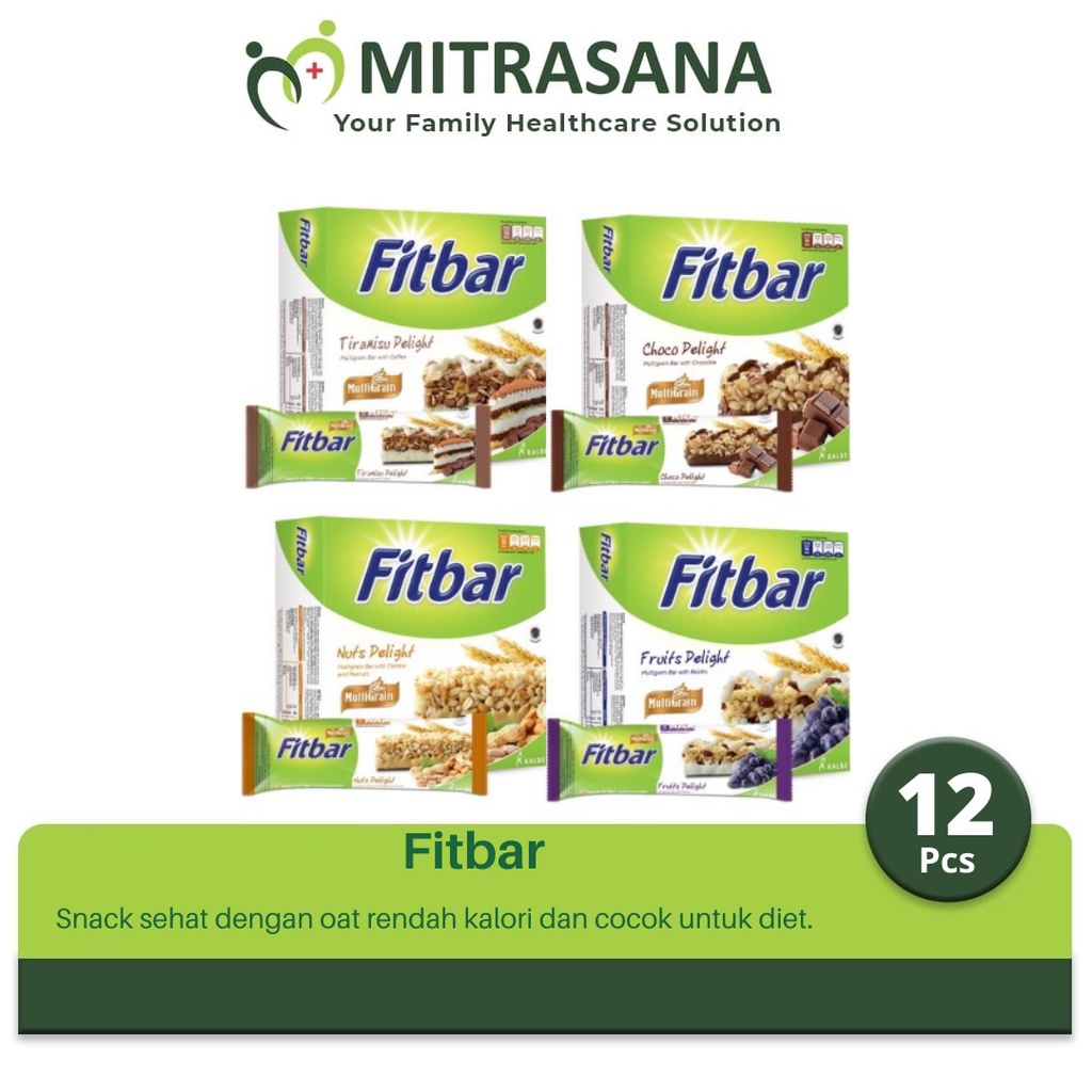 

Fitbar Pack 1 Pcs Coklat, Fruit Rasberry, Nuts, Tiramisu