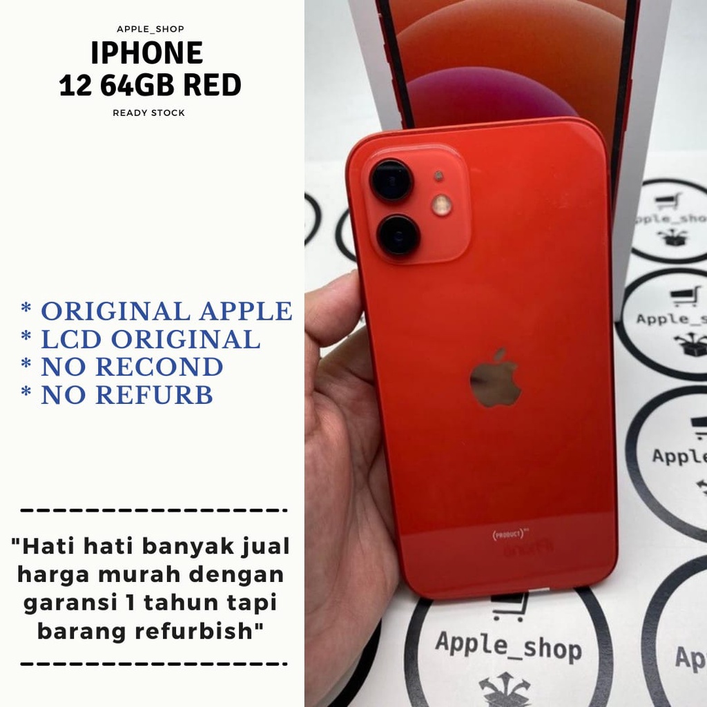 Iphone 12 64gb Red Lcd Original Mulus Original Bukan Refurbish / Rekondisi