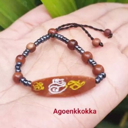 Gelang plat manik ukir anak coklat kokka kaukah