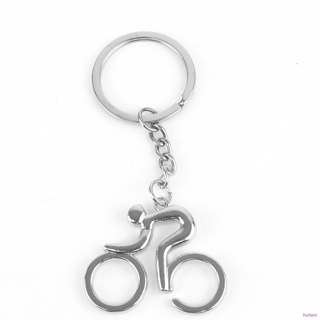 Silver Metal Bicycle Bike Cycling Riding Keychain Keyring Keyfob Key Chain Ring huiteni