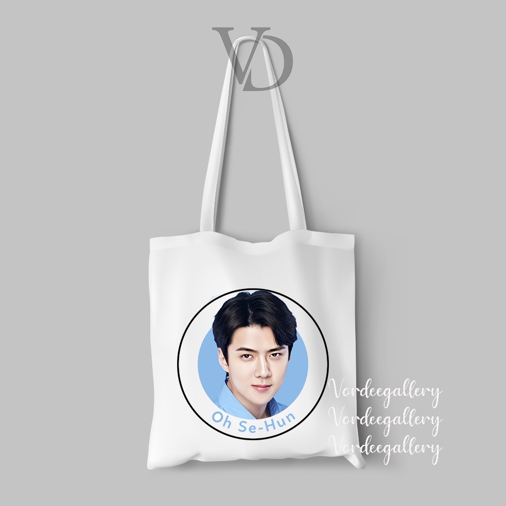 TOTE BAG BAHAN KANVAS MOTIF exo fanart  face / korean TOTEBAG / TAS BELANJA