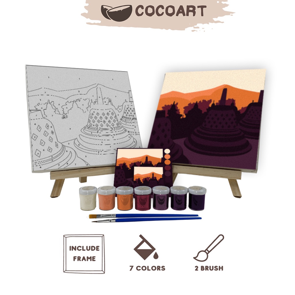 

Paint By Number Kit [ Borobudur ] - Cocoart.id I Kanvas 20 x 20 cm