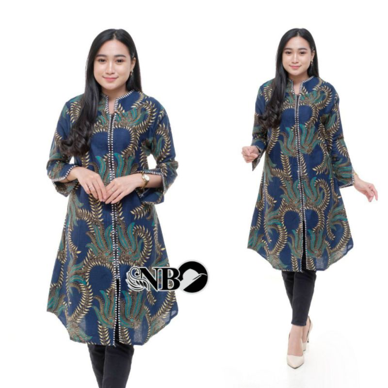 Tunik Batik Wanita M L XL XXL Dan Jumbo Risleting Zeeper Depan Busui Asli Pekalongan