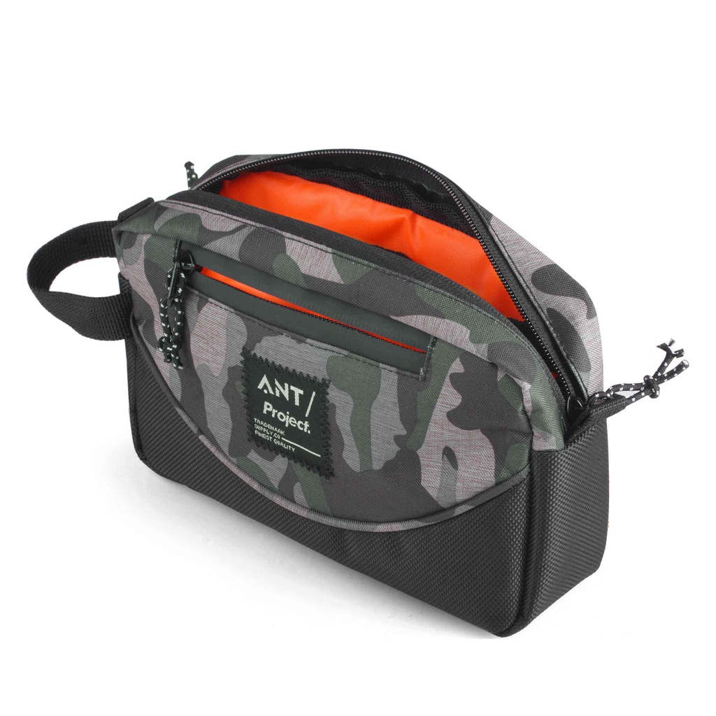 ANT Project Hand Bag Clutch Pria Wanita Waterproof Murah Keren Tech Pouch Doppkit Premium Hitam Camo