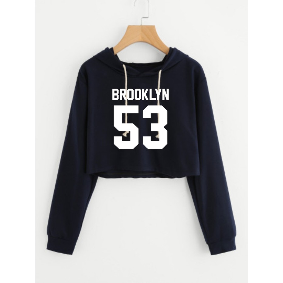 Sweater Crop Topi Brooklyn 53 Baby Terry/Black/Marron/Hijau Army - Hitam