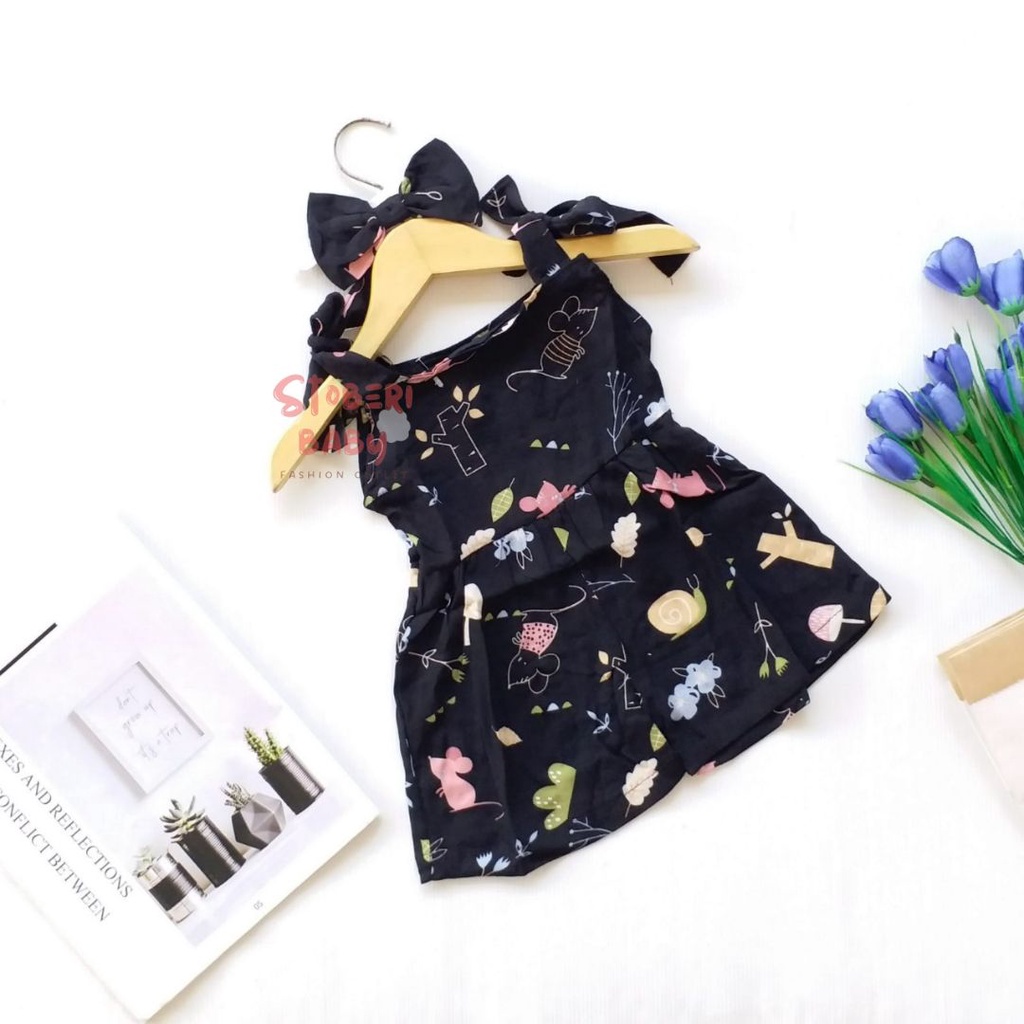 stoberi baby - BBB JUMPSUIT HANA setelan anak perempuan jumper bayi motif bunga lucu free headband PART 3