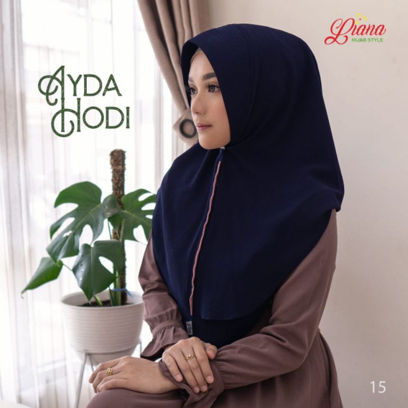 Jilbab Bergo Hoodie Hodi Ayda Ori Liana Hijab-Navy