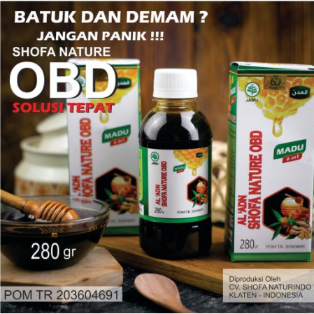 Madu Shofa Nature OBD 280 gr Membatu Meredakan Demam Flu Batuk Herbal Alami BPOM Resmi