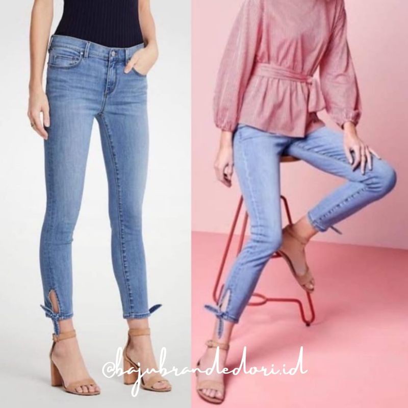 AnnTaylor Tie Skinny Ankle Jeans