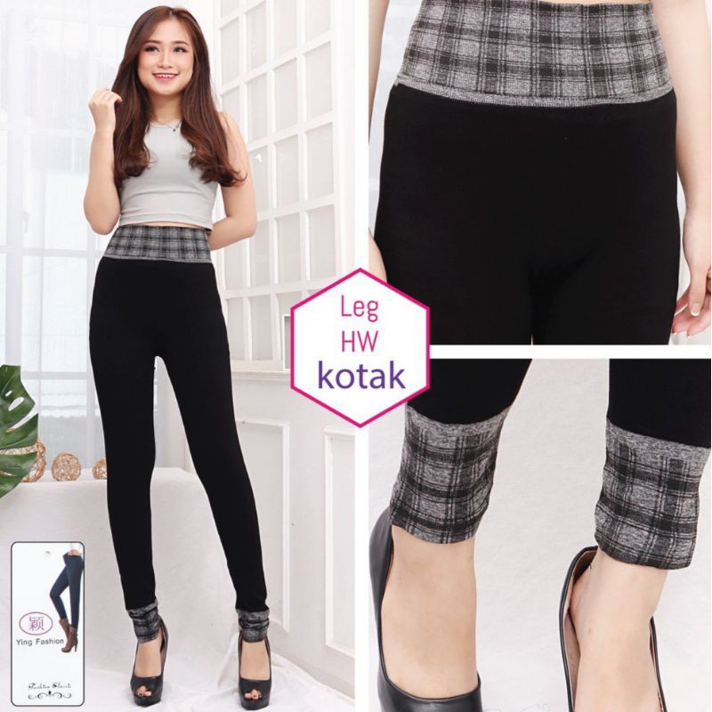 Celana Legging Fashion Import Wanita Motif HW KOTAK / Legging  Super Comfy