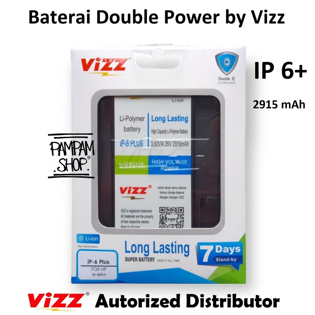 Baterai Vizz Double Power Original Apple Iphone 6 Plus 6+ Batre Batrai Battery Ori