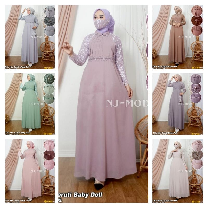 Gamis mazaya dress//gamis nj// gamis lebaran//gamis pesta termurah
