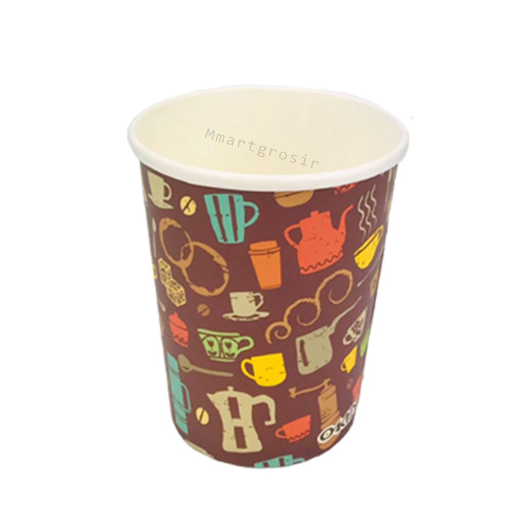 Paper cup / Gelas Kertas / Motif gambar gelas kopi / Isi 50pcs 6.5 oz