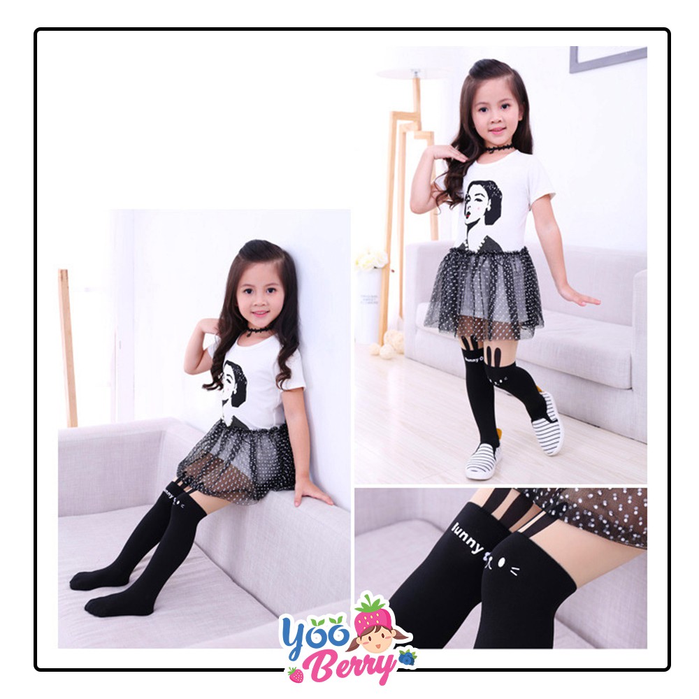 YooBerry Kids Pantyhose Stocking Legging Anak Perempuan Black Rabbit Berry Mart