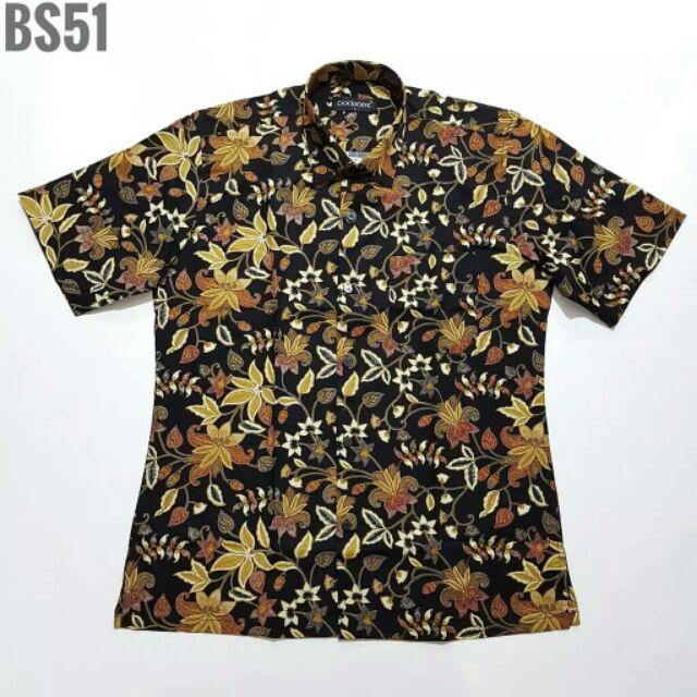 Kemeja Batik Pria Lengan Pendek Bs51 Katun Motif Modern Dixmont Semi Slimfit Premium