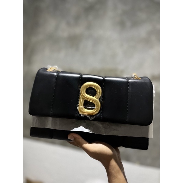 BUTTONSCARVES NORA FLAP BAG BLACK CREAM RUGBY RARE ITEM