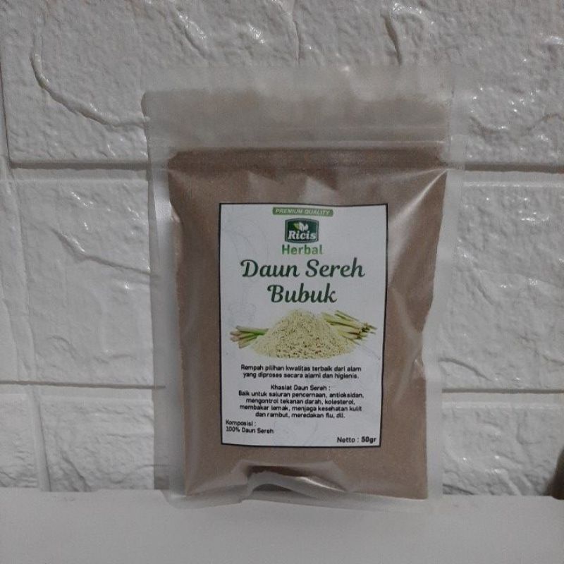 bubuk daun sereh herbal daun sereh bubuk daun serai bubuk herbal obat anosmia  netto 50 gram