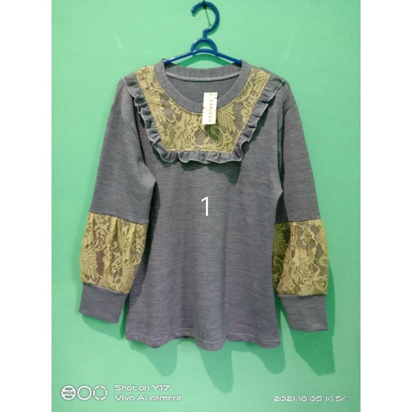 ATASAN WANITA RAJUT KOMBI RENDA DAN REMPEL BY CARISSA FASHION LD 92-120 PB 60