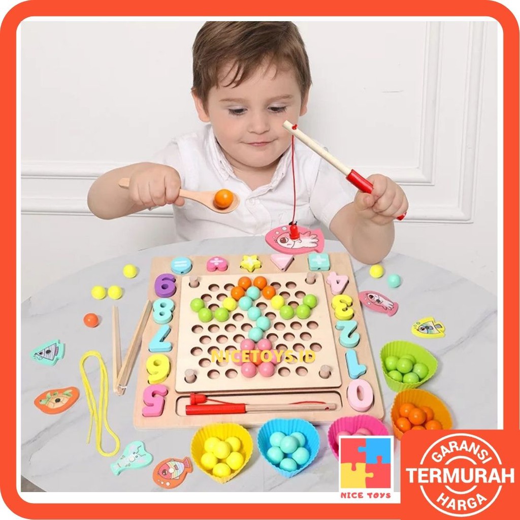 Four unity Beads Holder Mainan Montessori Anak Belajar Warna Match Game Sensory Toys Sensory Play Mainan Sensorik