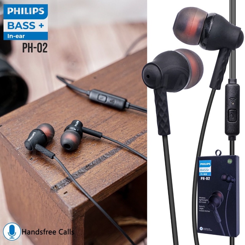 HEADSET PHILIPS PH02 POWER BASS+ IN EAR SUPER HF PHILIPS SUARA BASS BOMM BAGUS